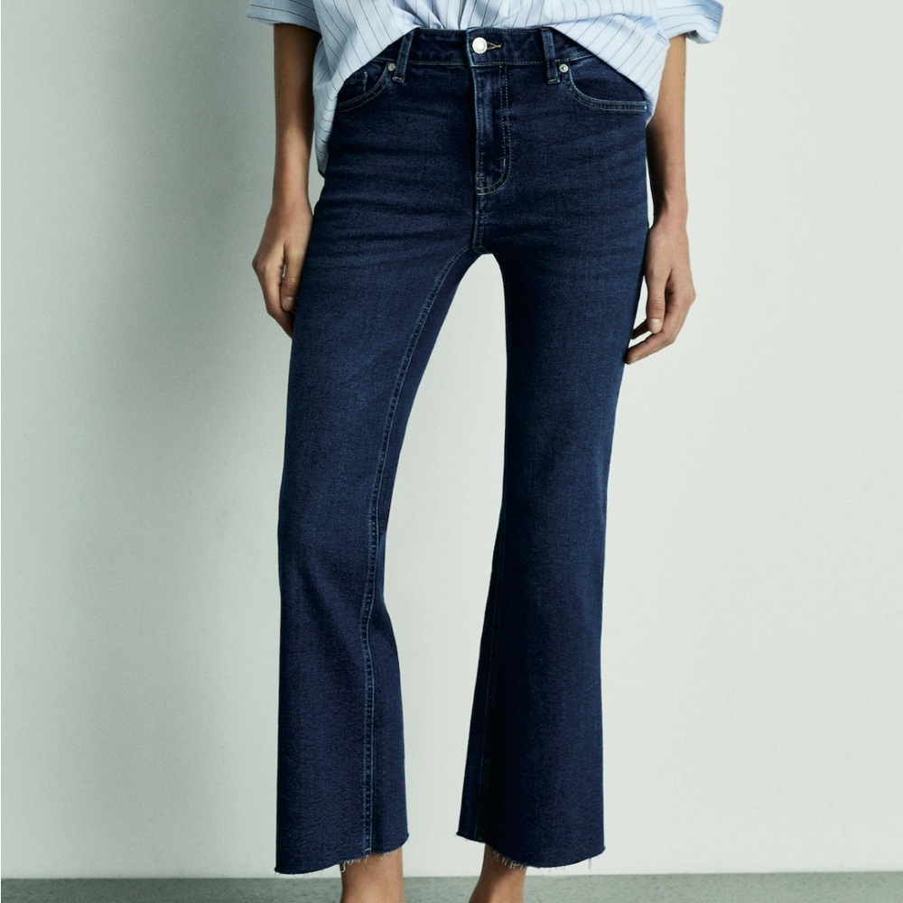 Dark Indigo Women's Cropped Flare Jeans